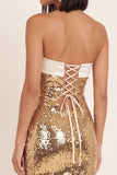 Vestido de cocktail curto de lantejoulas bodycon dourado dourado brilhante