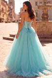 Vestido longo de baile de finalista em cetim em cetim sem alças com Pérolas de Espartilho Mint