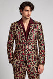 Blazer de baile de finalistas para homens com lapela de um só botão e um botão de bordô