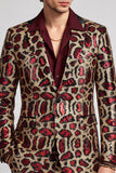 Blazer de baile de finalistas para homens com lapela de um só botão e um botão de bordô