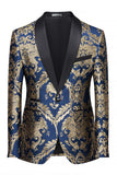 Blazer masculino de baile de finalistas com um xaile de um botão azul-marinho