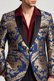 Blazer masculino de baile de finalistas com um xaile de um botão azul-marinho