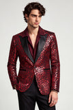 Blazer masculino de baile de finalistas Peak Lapel Borgonha de Um Botão