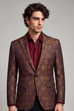 Blazer masculino de finalistas masculino de lapela com um botão acastanho-avermelhado
