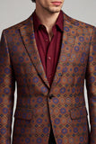 Blazer masculino de finalistas masculino de lapela com um botão acastanho-avermelhado