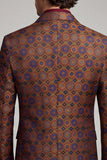 Blazer masculino de finalistas masculino de lapela com um botão acastanho-avermelhado