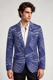 Blazer de baile masculino de um botão com lapela entalhada, cinzento azul,