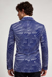 Blazer de baile masculino de um botão com lapela entalhada, cinzento azul,
