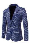 Blazer de baile masculino de um botão com lapela entalhada, cinzento azul,