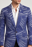 Blazer de baile masculino de um botão com lapela entalhada, cinzento azul,