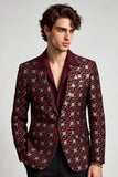 Blazer de Baile de Baile de Homem Borgonha com Lapela de Um Botão de Botão