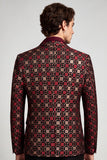 Blazer de Baile de Baile de Homem Borgonha com Lapela de Um Botão de Botão