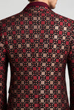 Blazer de Baile de Baile de Homem Borgonha com Lapela de Um Botão de Botão