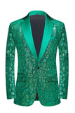 Blazer masculino de finalistas verde pavão com lantejoulas com um botão