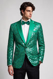 Blazer masculino de finalistas verde pavão com lantejoulas com um botão