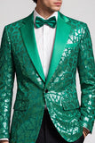 Blazer masculino de finalistas verde pavão com lantejoulas com um botão