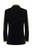 Blazer masculino de baile de finalistas com gola alta preto bordado dourado