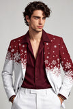 Blazer masculino masculino de finalistas vermelho branco com entalhagem branca de peito simples