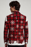 Blazer masculino de finalistas de finalistas de Natal com estampado de lapela vermelha branca e entalhada