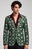 Blazer masculino de baile de finalistas com lapela com entalhe, verde escuro com estampado de um botão,