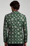 Blazer masculino de baile de finalistas com lapela com entalhe, verde escuro com estampado de um botão,