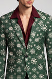 Blazer masculino de baile de finalistas com lapela com entalhe, verde escuro com estampado de um botão,