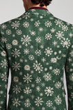 Blazer masculino de baile de finalistas com lapela com entalhe, verde escuro com estampado de um botão,