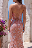 Vestido de baile de finalistas com decote em V em rosa poeirento, lantejoulas