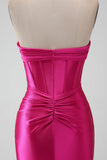 Fuchsia Bodycon Querida Cetim Corset Vestido Curto Homecoming