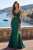 Vestido de Baile de Cetim de Cetim de Sereia Verde Escuro