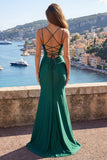 Vestido de Baile de Cetim de Cetim de Sereia Verde Escuro