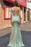 Vestido de Baile de Finalistas com Sereia Verde e Lantejoulas