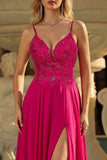 Rose A Line Renda Encostada, Vestido de Baile Longo com Abertura e Fenda