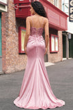 Vestido longo de baile de sereia com lantejoulas e blush