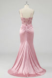 Vestido longo de baile de sereia com lantejoulas e blush