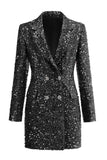 Sparkly Fuchsia Notched Blazer Feminino Longo