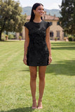 Vestido de Homecoming Bodycon Bodycon Amarelo de Decote Redondo com Flores 3D