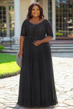 Cinza Linha-A Chiffon Renda Tamanhos Grandes Longo Vestido Mae Noiva