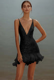 Branco Bodycon Esparguete Alças Lantejoulas Vestido Curto de Formatura