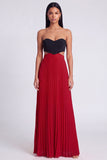 Vestido Maxi plissado cor-de-rosa e laranja A-Line
