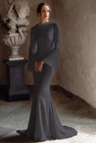 Marfim Sereia Cowl Neck Vestido de Noiva Longo