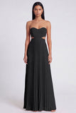 Vestido Maxi plissado cor-de-rosa e laranja A-Line