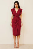 Oliva Bodycon Decote em V Midi Vestidos Cerimónia