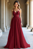 A Linha Azul Escuro Alças Esparguete Querida Vestido Longo Baile