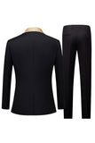 Preto e Champagne Xaile Lapela 3 Peças Slim Fit Masculino Prom Suits