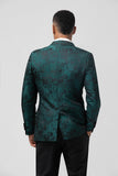 Verde Escuro Jacquard Pico Lapela 2 Peças Masculino Prom Suits