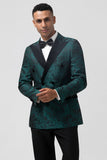 Verde Escuro Jacquard Pico Lapela 2 Peças Masculino Prom Suits