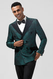 Verde Escuro Jacquard Pico Lapela 2 Peças Masculino Prom Suits