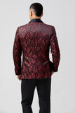 Vermelho 2 Peças Jacquard Xaile Lapela Fatos de Casamento Masculinos