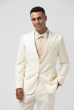 Ivory Peak Lapel Single Breasted 2 peças Pinstripe ternos masculinos